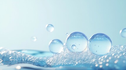 Bubbles rising in clear blue water with