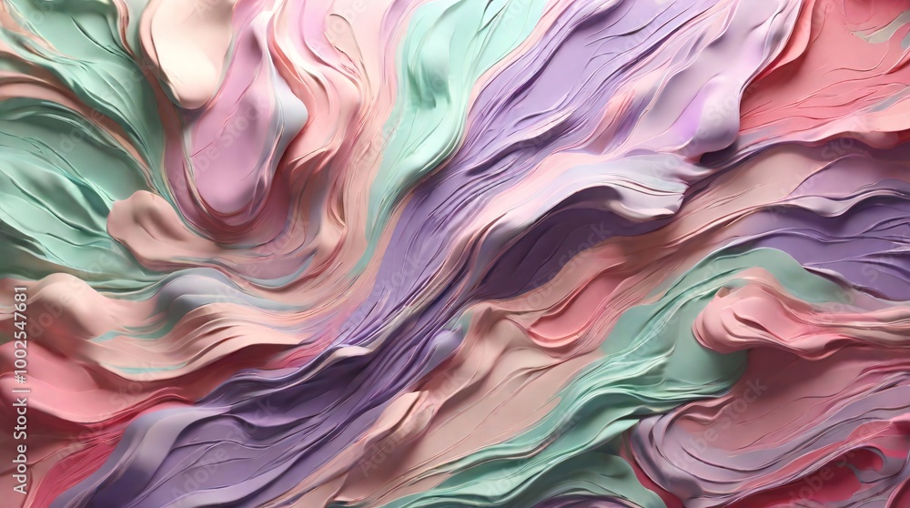 Poster abstract background image with a mix of soft pastel colors such as pink, mint, and lavender, featuri