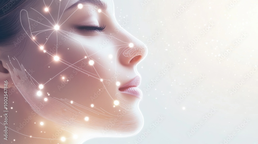 Aufkleber abstract design featuring lines and dots that symbolize skincare procedures, suitable for beauty and