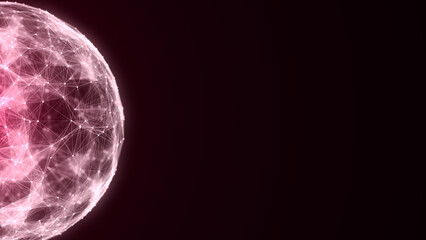 Futuristic sphere of particles and lines. Network connection big data. Abstract technology background. 3d rendering.