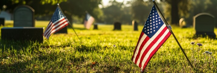 American flags adorn graves at a cemetery on Veterans Day, evoking respect and memory of the fallen