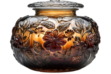 a glass jar with a lid

