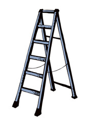 Folding stepladder. Vector drawing icon