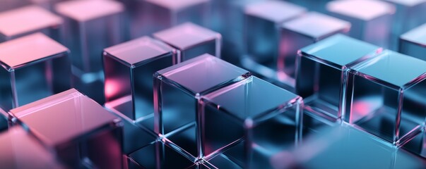 Abstract glass cubes with soft lighting
