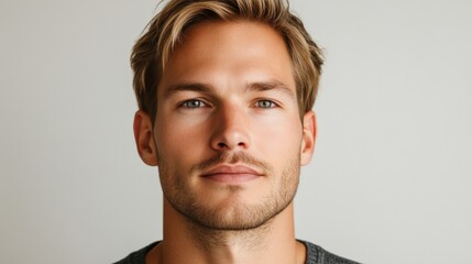 Fototapeta premium Close-up Portrait of a Serious Blond Man