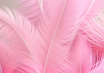 Feathers background. Artificial decorative feathers texture. Soft cotton background. Fluffy bird feather. Various shapes. Pink color cotton wool pattern. Handmade decorations decoupage.