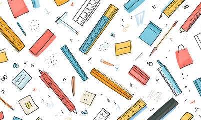 stationery in doodle 2D illustrator style, with cartoonish/symbolic elements and a white background.