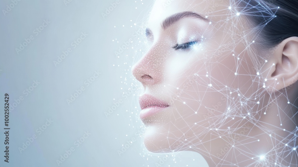 Poster an abstract background showcasing lines and dots resembling diagrams used in skincare procedures for
