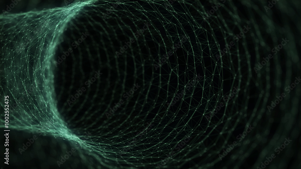 Aufkleber abstract wireframe tunnel. science wormhole. 3d portal grid. futuristic fantasy funnel. 3d rendering
