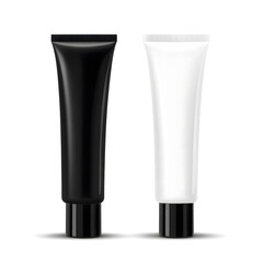 Black and White Cosmetic Tubes for Skincare or Beauty Products