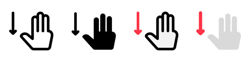 Editable three fingers swipe down vector icon. Part of a big icon set family. Perfect for web and app interfaces, presentations, infographics, etc