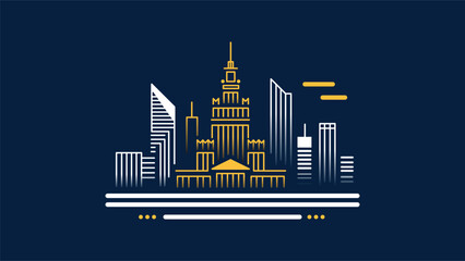 Minimalistyczna warszawa, stolica Polski w wektorach © artur