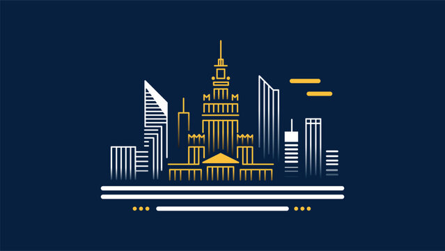 Minimalistyczna warszawa, stolica Polski w wektorach