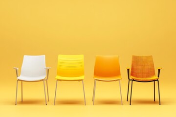 3D rendering of a row of plastic and metal chairs 