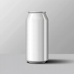 Blank White Aluminum Beverage Can on a Light Grey Background