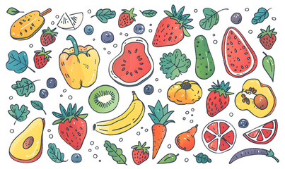 vegetable and fruits photo or illustrator on white background