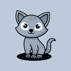 Cute Cartoon Cat Vector Icon Illustration