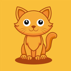 Cute Cartoon Cat Vector Icon Illustration