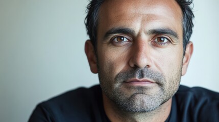 Fototapeta premium Strong Expression of a Dark-Haired Man in Focus