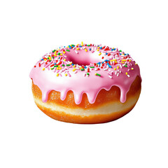 Freshly Baked Pink Doughnut on Black Background.