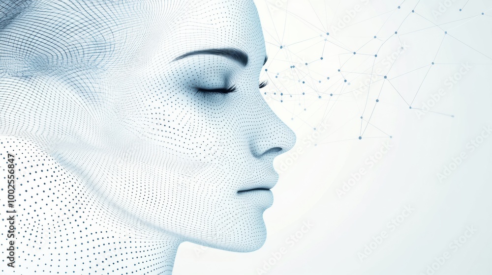 Fototapete Abstract design representing skincare procedures with lines and dots, highlighting beauty processes in a modern artistic style. Generative AI