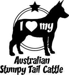 Australian Stumpy Tail Cattle. dog silhouette, i love my dog, dog, dog breeds, logo, vector, monogram, silhouette, logo design, animal, illustration, mammal, icon, sign, design, black, wild, 