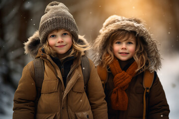 Fototapeta premium Amazing xmas winter time picture postcard banner traveling shopping leisure time, Generative AI