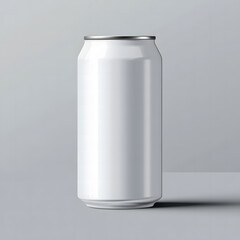 Blank White Aluminum Beverage Can on a Light Grey Background