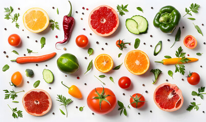 vegetable and fruits photo or illustrator on white background