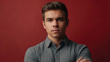Obraz premium portrait of a man on a red background