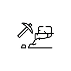 Archaeology icon. Simple pickaxe and artifact icon representing excavation for history and archaeology. Vector illustration