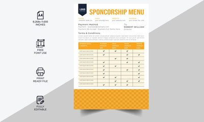 Technical Data Sheet layout template. Product Catalogue & modern Event Schedule conference design template, Minimalist product brochure template, corporate flyer, business flyer, sponsorship Template