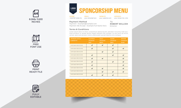 Technical Data Sheet layout template. Product Catalogue & modern Event Schedule conference design template, Minimalist product brochure template, corporate flyer, business flyer, sponsorship Template