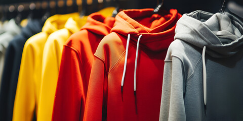 Hoodies on Retail Clothing Rack