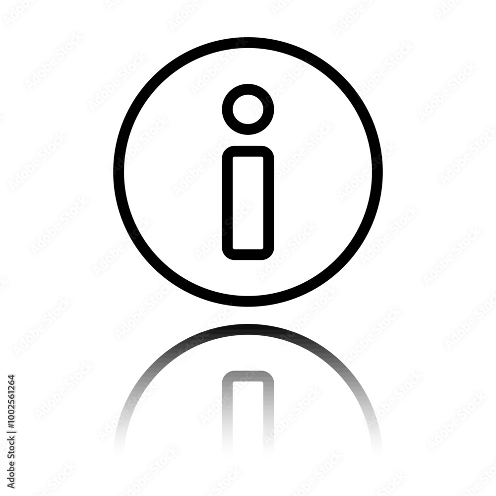 Poster information sign simple icon. flat design. black icon with mirror reflection. white background