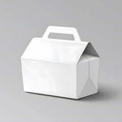  Blank White Cardboard Box with Handle on Light Grey Background