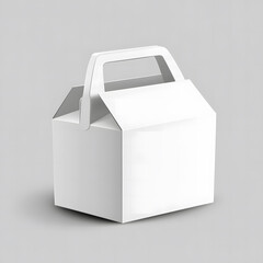  Blank White Cardboard Box with Handle on Light Grey Background