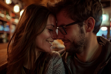 Naklejka premium Luxury candlelight dinner setup for couple on Valentine day Romantic date anniversary, Generative AI