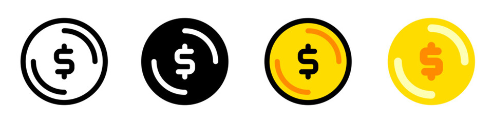 Editable dollar coin vector icon. Part of a big icon set family.  Finance, business, investment, accounting. Perfect for web and app interfaces, presentations, infographics, etc