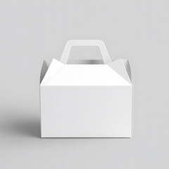 Blank White Cardboard Box with Handle on Light Grey Background
