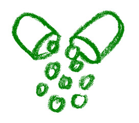 Capsule Split Icon Crayon Chalk Drawing