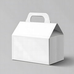  Blank White Cardboard Box with Handle on Light Grey Background