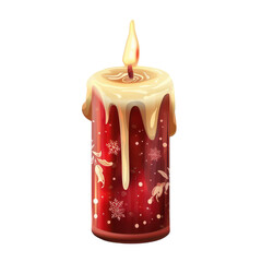 Christmas candle, festive accessory. Illustration, on transparent PNG file