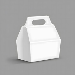  Blank White Cardboard Box with Handle on Light Grey Background