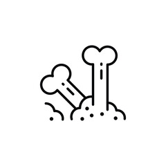 Bones search icon. Simple archaeology bones search icon representing excavation and research. Ideal for archaeology-themed web designs, mobile apps, and educational content. Vector illustration.