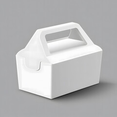  Blank White Cardboard Box with Handle on Light Grey Background