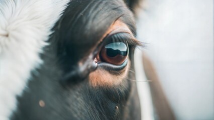 Close-Up View of a Cow's Eye with Detailed Focus






