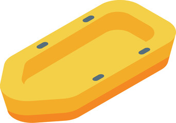 3d isometric icon of a yellow inflatable boat waiting to be used for a summer activity on the water