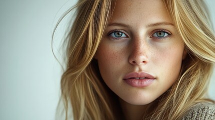 Naklejka premium Freckled Woman with Blonde Hair