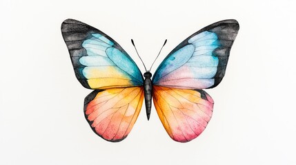 Obraz premium Vibrant watercolor butterfly illustration showcasing vivid colors and intricate details, ideal for nature-themed designs.